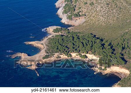 Aerial view of Punta des Caló, Es Caló, Alcudia Bay, Mallorca, Balearic Island, Spain. View Large Photo Image Stock Image - Aerial view of Punta des Caló, Es Caló, Alcudia Bay, Mallorca, Balearic Island, Spain.. Fotosearch