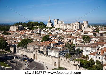 aerial view vith palace of the popes and cathedral, avignon, provence, france, europe. View Large Photo Image Stock Photo - aerial view vith palace of the popes and cathedral, avignon, provence, france, europe.. Fotosearch