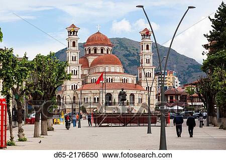 Stock Image - Albania, Korca, the Orthodox Cathedral.. Fotosearch