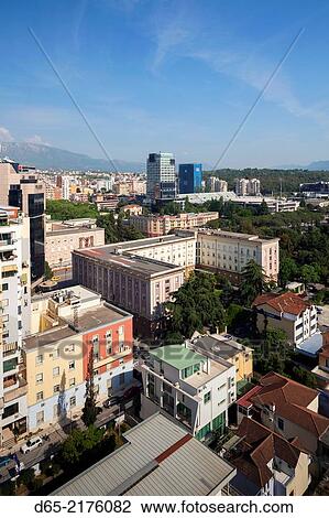 Albania, Tirana, Blloku area, formerly used by Communist party elite, elevated view. View Large Photo Image Stock Image - Albania, Tirana, Blloku area, formerly used by Communist party elite, elevated view.. Fotosearch
