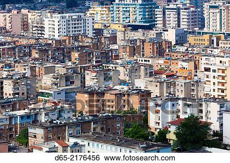 Albania, Vlora, elevated city view. View Large Photo Image Stock Photograph - Albania, Vlora, elevated city view.. Fotosearch