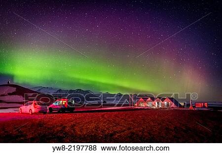 Aurora Borealis or Northern lights, Iceland. View Large Photo Image Stock Photo - Aurora Borealis or Northern lights, Iceland.. Fotosearch
