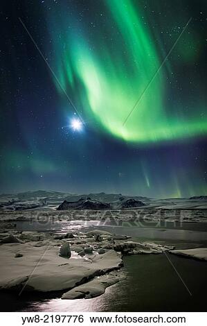 Aurora Borealis or Northern lights, Iceland. View Large Photo Image Stock Photograph - Aurora Borealis or Northern lights, Iceland.. Fotosearch