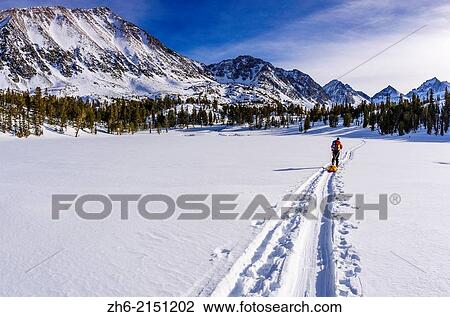 Backcountry skier, John Muir Wilderness, Sierra Nevada Mountains, California USA. View Large Photo Image Stock Image - Backcountry skier, John Muir Wilderness, Sierra Nevada Mountains, California USA.. Fotosearch