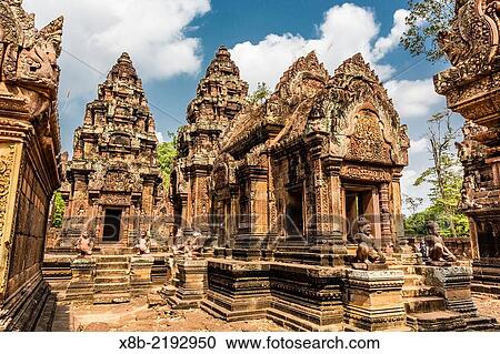 Banteay Srei Temple in Angkor, Siem Reap Province, Cambodia (Khmer). View Large Photo Image Stock Image - Banteay Srei Temple in Angkor, Siem Reap Province, Cambodia (Khmer).. Fotosearch