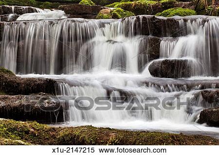 Stock Photography - Cascades in Scaleber Beck below Scaleber Force Settle North Yorkshire England.. Fotosearch