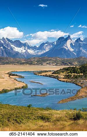Chile, Magallanes Region, Torres del Paine National Park, Villa Serrano, elevated landscape, morning. View Large Photo Image Picture - Chile, Magallanes Region, Torres del Paine National Park, Villa Serrano, elevated landscape, morning.. Fotosearch
