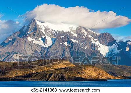 Chile, Magallanes Region, Torres del Paine National Park, Lago Pehoe, morning landscape. View Large Photo Image Stock Image - Chile, Magallanes Region, Torres del Paine National Park, Lago Pehoe, morning landscape.. Fotosearch