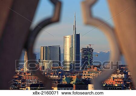 Cityscape of Milan from the top of the Cathedral (Duomo), Milan, Italy. View Large Photo Image Stock Image - Cityscape of Milan from the top of the Cathedral (Duomo), Milan, Italy.. Fotosearch