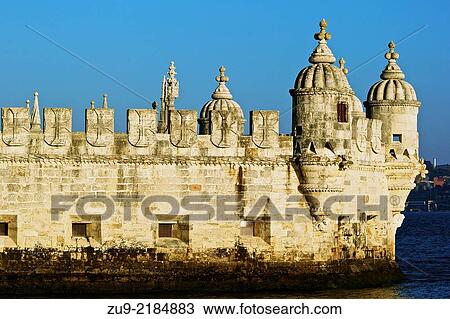 Dusk light on the Moorish influenced watchtowers of Torre de Belem UNESCO world heritage site, Lisbon, Portugal, western Europe View Large Photo Image Stock Image - Dusk light on the Moorish influenced watchtowers of Torre de Belem UNESCO world heritage site, Lisbon, Portugal, western Europe. Fotosearch