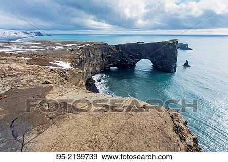 Stock Photo - DyrhÃ³laey promontory on the Atlantic ocean, Iceland.. Fotosearch