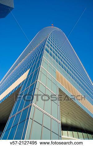 Espacio Tower, view from below. CTBA, Madrid, Spain. View Large Photo Image Stock Photography - Espacio Tower, view from below. CTBA, Madrid, Spain.. Fotosearch
