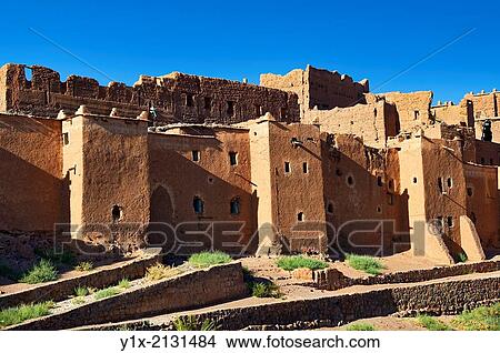 Exterior of the mud brick Kasbah of Taourirt, Ouarzazate, Morocco, built by Pasha Glaoui. A Unesco World Heritage Site. View Large Photo Image Picture - Exterior of the mud brick Kasbah of Taourirt, Ouarzazate, Morocco, built by Pasha Glaoui. A Unesco World Heritage Site.. Fotosearch