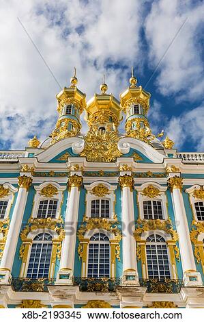 Exterior view of the Catherine Palace, Tsarskoe Selo, St. Petersburg, Russia. View Large Photo Image Stock Photography - Exterior view of the Catherine Palace, Tsarskoe Selo, St. Petersburg, Russia.. Fotosearch