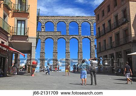 first century Roman aqueduct in the square Azoguejo. Segovia. View Large Photo Image Stock Photo - first century Roman aqueduct in the square Azoguejo. Segovia.. Fotosearch