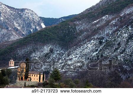 France, Provence, Alpes Maritimes (06), Roya Valley, perched village of Saorge, the franciscan convent named monastery of Our Lady of Miracles, national monument where authors can be accommodated in the monks cells View Large Photo Image Stock Image - France, Provence, Alpes Maritimes (06), Roya Valley, perched village of Saorge, the franciscan convent named monastery of Our Lady of Miracles, national monument where authors can be accommodated in the monks cells. Fotosearch
