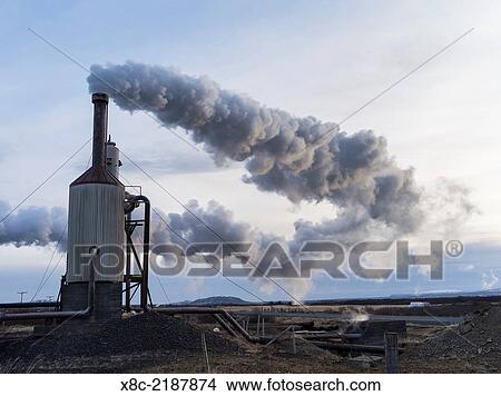 Picture - Geothermal power plant in the Haukadalur. europe, northern europe, scandinavia, iceland, March.. Fotosearch