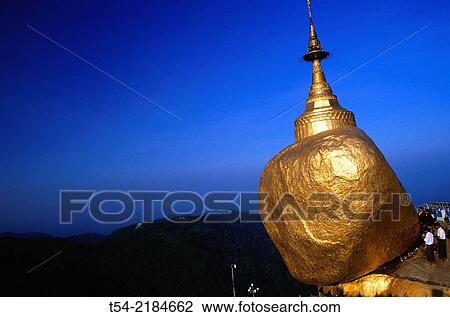 Stock Image - Golden Rock in Kyaikto. Fotosearch