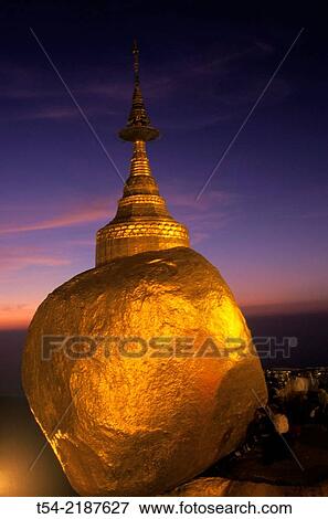 Golden Rock in Kyaikto View Large Photo Image Stock Photo - Golden Rock in Kyaikto. Fotosearch