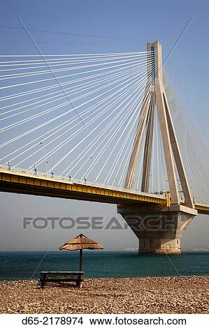 Greece, Peloponese Region, Gulf of Corinth, Patra-area, Rio Antirio Bridge. View Large Photo Image Picture - Greece, Peloponese Region, Gulf of Corinth, Patra-area, Rio Antirio Bridge.. Fotosearch
