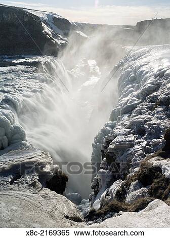 Gullfoss waterfall part of the famous iclandic touristic route Golden Circle during Winter. europe, northern europe, iceland, march. View Large Photo Image Stock Photography - Gullfoss waterfall part of the famous iclandic touristic route Golden Circle during Winter. europe, northern europe, iceland, march.. Fotosearch