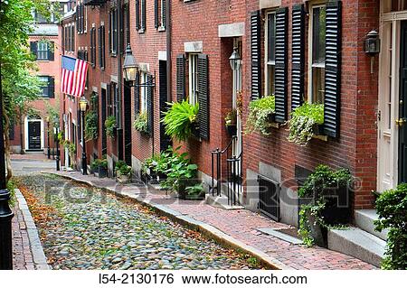 Historic Acorn Street on Beacon Hill in dowtown Boston Massachusetts MA. View Large Photo Image Stock Photograph - Historic Acorn Street on Beacon Hill in dowtown Boston Massachusetts MA.. Fotosearch