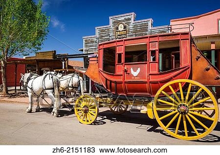 Horse drawn stagecoach, Tombstone, Arizona USA. View Large Photo Image Stock Image - Horse drawn stagecoach, Tombstone, Arizona USA.. Fotosearch