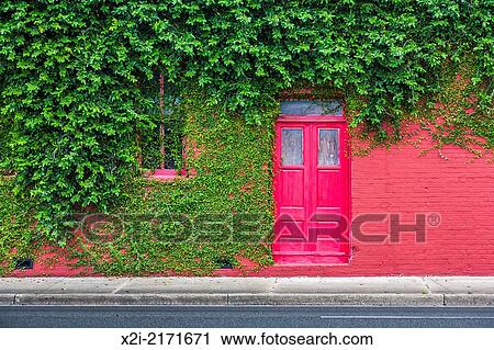 Ivy covered bright red brick wall with bright red door in downtown Green Cove Springs, Florida. View Large Photo Image Stock Image - Ivy covered bright red brick wall with bright red door in downtown Green Cove Springs, Florida.. Fotosearch