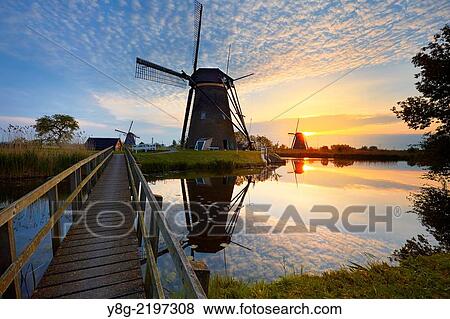 Stock Photo - Kinderdijk windmills - Holland Netherlands.. Fotosearch