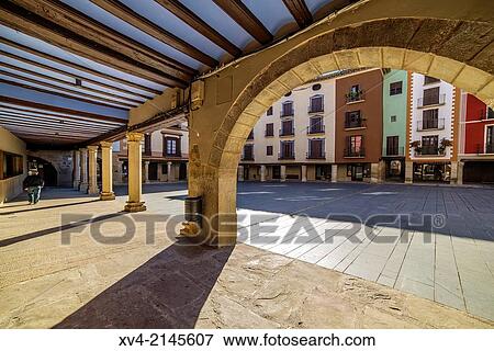 Main square of the town of Graus, a Mediaeval Village, Huesca, Aragón, Spain. View Large Photo Image Stock Photo - Main square of the town of Graus, a Mediaeval Village, Huesca, Aragón, Spain.. Fotosearch
