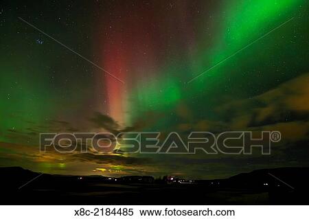 Northern Lights or aurora borealis over the south of Iceland europe, northern europe, scandinavia, iceland, February. View Large Photo Image Stock Photography - Northern Lights or aurora borealis over the south of Iceland europe, northern europe, scandinavia, iceland, February.. Fotosearch