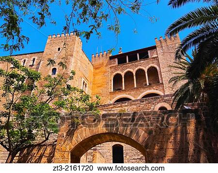 Stock Image - Palau de la Almudaina - palace in Palma de Mallorca, Balearic Islands, Spain.. Fotosearch