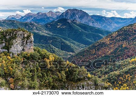 Panoramic views of Escuiain canyon and gorge, with pics background. Ordesa and Monte Perdido National Park, Sobrarbe, Huesca Pyrenees, aragón, Spain. View Large Photo Image Stock Image - Panoramic views of Escuiain canyon and gorge, with pics background. Ordesa and Monte Perdido National Park, Sobrarbe, Huesca Pyrenees, aragón, Spain.. Fotosearch
