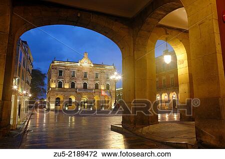 Stock Image - Plaza del Ayuntamiento de GijÃ³n, Asturias, Spain.. Fotosearch