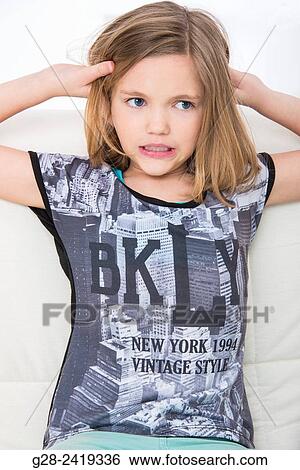 pretty little girl expressing fear View Large Photo Image Stock Photograph - pretty little girl expressing fear. Fotosearch