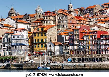 Ribeira Houses, Ribeira District, Porto, Portugal. View Large Photo Image Stock Photograph - Ribeira Houses, Ribeira District, Porto, Portugal.. Fotosearch