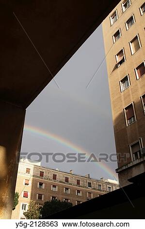 Rome, Italy. 12th Feb 2014 Rainbow appears after heavy rain in Rome Italy View Large Photo Image Stock Image - Rome, Italy. 12th Feb 2014 Rainbow appears after heavy rain in Rome Italy. Fotosearch