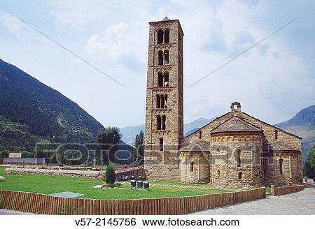 Stock Photograph - San Climent church. Tahull, Lerida province, Catalonia, Spain.. Fotosearch
