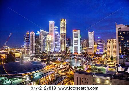 Singapore, night view of the skyline with Singapore River and Boat Quay, with Parliament House and Supreme Court in the foreground. View Large Photo Image Stock Photo - Singapore, night view of the skyline with Singapore River and Boat Quay, with Parliament House and Supreme Court in the foreground.. Fotosearch