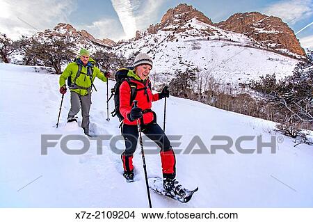 snowshoeing in Thomas Canyon high in the Ruby Mountains in northern Nevada. View Large Photo Image Picture - snowshoeing in Thomas Canyon high in the Ruby Mountains in northern Nevada.. Fotosearch