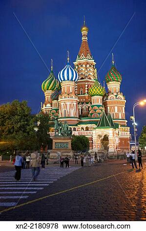 St. Basil´s Cathedral at night, Red Square, Moscow, Russia. View Large Photo Image Stock Photo - St. Basil´s Cathedral at night, Red Square, Moscow, Russia.. Fotosearch