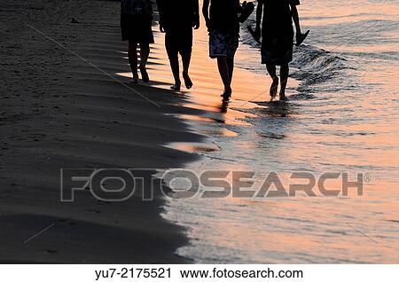 Stock Image - Sunset over Baltic Sea, Swinoujscie in Poland.. Fotosearch