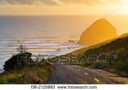 Sunset over the Mattole Road, at westernmost point of paved road in the contiguous US, Cape Mendocino, Lost Coast, California. View Large Photo Image Stock Image - Sunset over the Mattole Road, at westernmost point of paved road in the contiguous US, Cape Mendocino, Lost Coast, California.. Fotosearch
