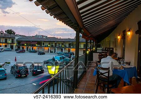 Terrace of restaurant in the Main Square, night view. Colmenar de Oreja, Madrid province, Spain. View Large Photo Image Stock Image - Terrace of restaurant in the Main Square, night view. Colmenar de Oreja, Madrid province, Spain.. Fotosearch
