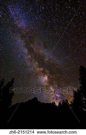 Picture - The Milky Way over the Palisades, John Muir Wilderness, Sierra Nevada Mountains, California USA.. Fotosearch