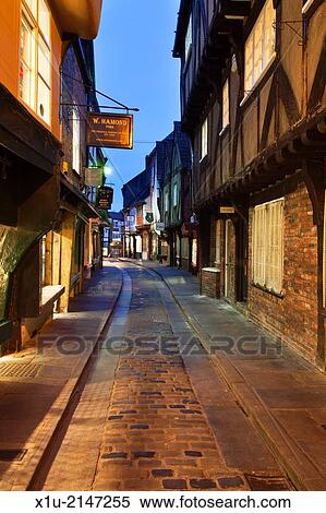 Stock Photography - The Shambles at Dusk York Yorkshire England.. Fotosearch