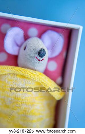 Stock Photography - Tiny mouse sleeping inside a box.. Fotosearch