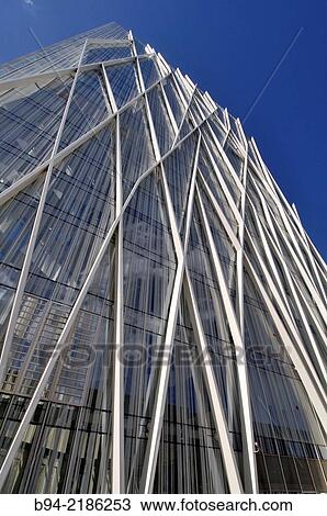 Stock Image - Torre Diagonal Zero Zero by Massip-Bosch architects 2010, new TelefÃ³nica Spanish broadband and telecommunications provider headquarters, Forum district. Barcelona, Catalonia, Spain.. Fotosearch