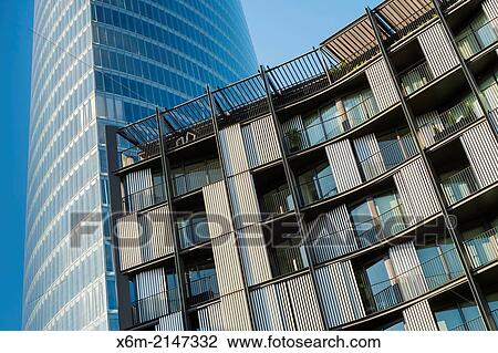 Stock Image - Torre Iberdrola and houses. Bilbao, Bizkaia.. Fotosearch