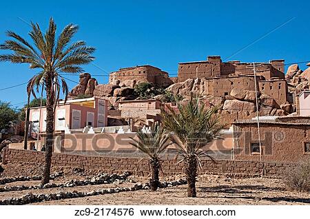 Traditional Kasbahs set in rocky landscape near Tafraoute, Morocco. View Large Photo Image Stock Photograph - Traditional Kasbahs set in rocky landscape near Tafraoute, Morocco.. Fotosearch